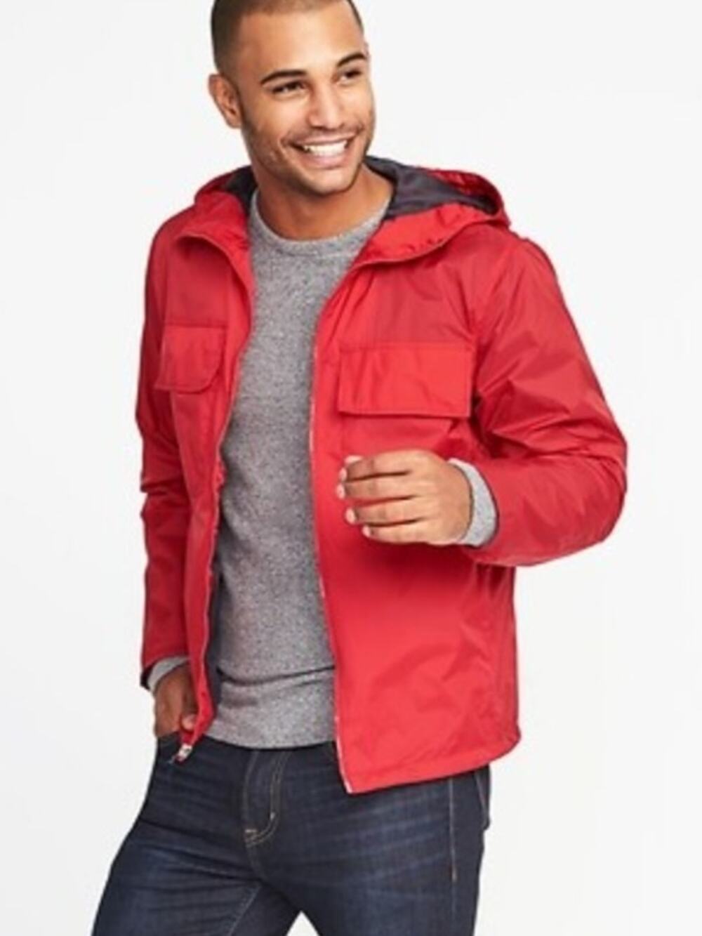 Men Old Navy Red Nylon Water Resistant  Hooded Anorak XXL Gorp Preppy Outdoors